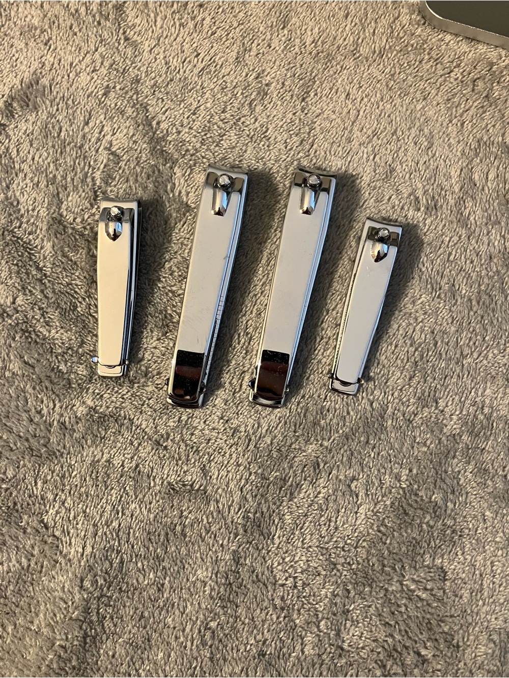 Set of 4 Chrome Nail Clippers - Silver